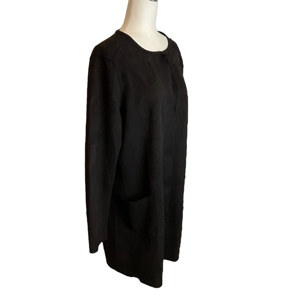 CATHERINE Malandrino Women’s Black Open Drape Cardigan- Size Large Faux Suede - Picture 2 of 10